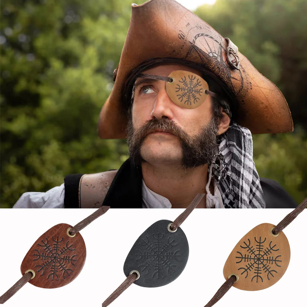 Obliž za oči z ravnim profilom Viking Rune Pirate Leather