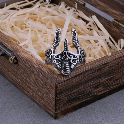 Bague Viking avec masque de guerrier spartiate rétro