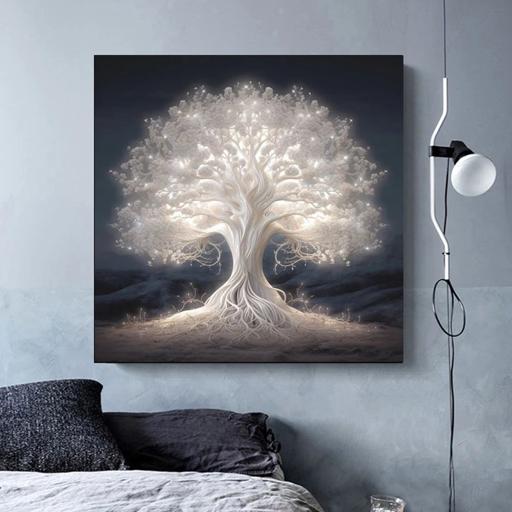 Vichingo astratto mitico albero della vita pittura su tela poster estetico da parete