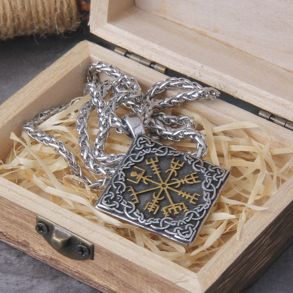 Vintage Compass Viking Necklace