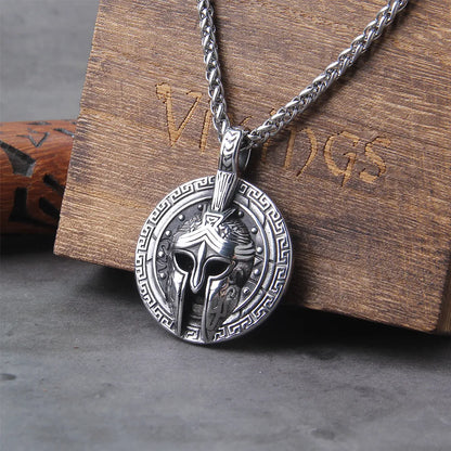 Ancient Warrior Spartan Shield Necklace - TripleViking