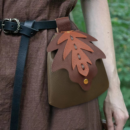 Bolso vikingo con cinturón plegable de hoja de cuero PU