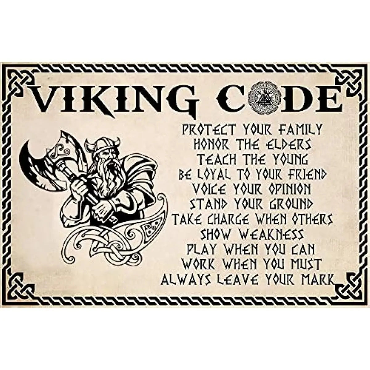 Vintage prezenty dla mężczyzn Viking Code znak dekoracje ścienne do domu