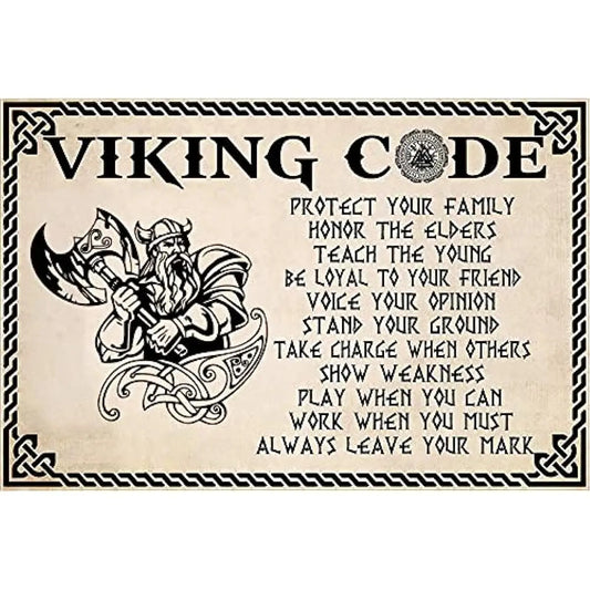 Vintage Gifts For Men Viking Code Sign Wall Home Decor
