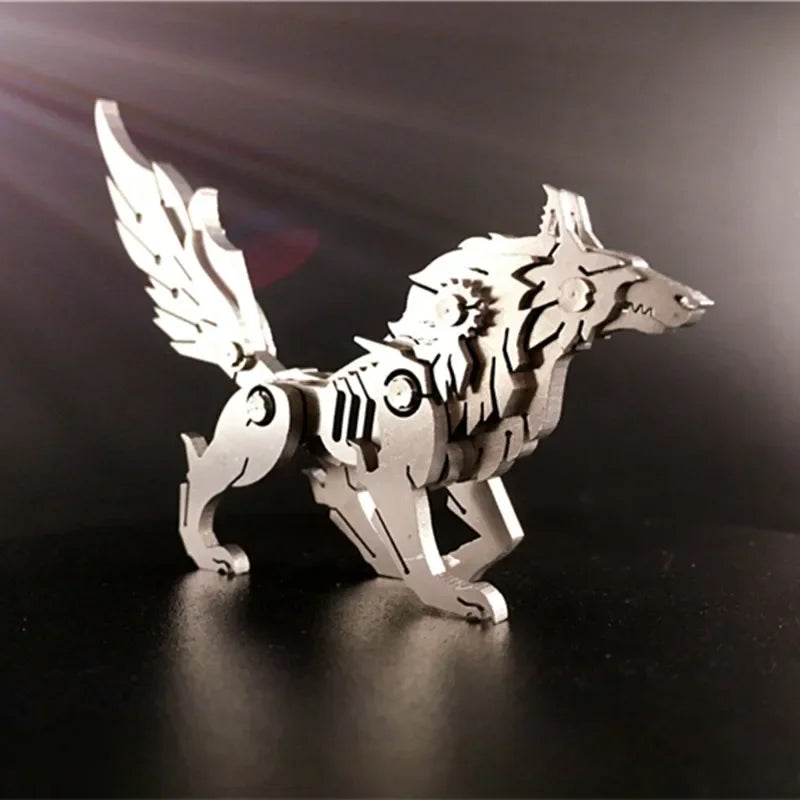 Nútíma Abstrakt Metal Wolf Stytta Geómetrísk Metal Wolf Skúlptúr Viking Home Decor