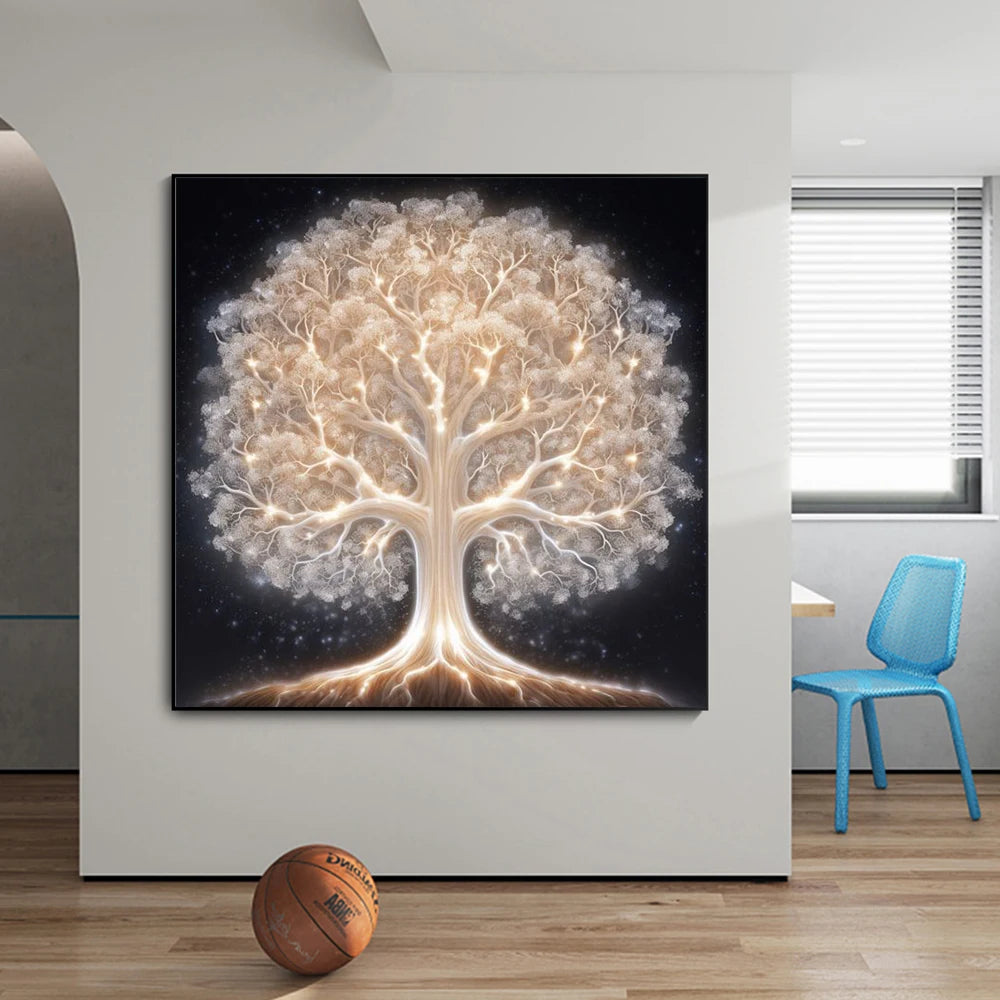 Vichingo astratto mitico albero della vita pittura su tela poster estetico da parete