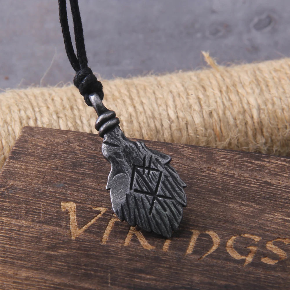 Norse Never Fade Gray Rune Pendant Viking Necklace