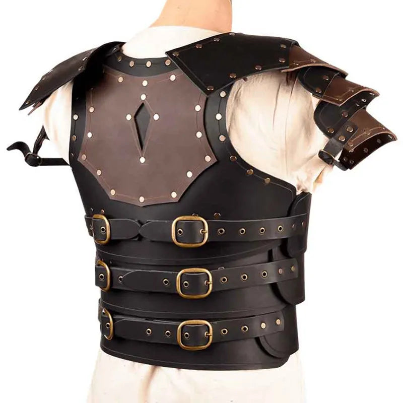 Costume de Cosplay de chevalier Viking, plaque de poitrine en cuir Steampunk