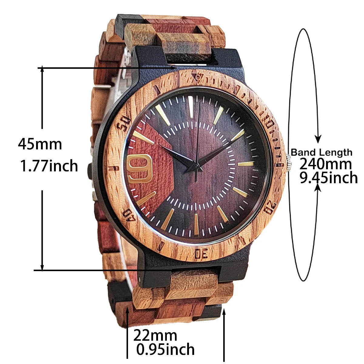 Lituð tré tíska lúxus klukka Quartz Wood Wrist Viking Watch