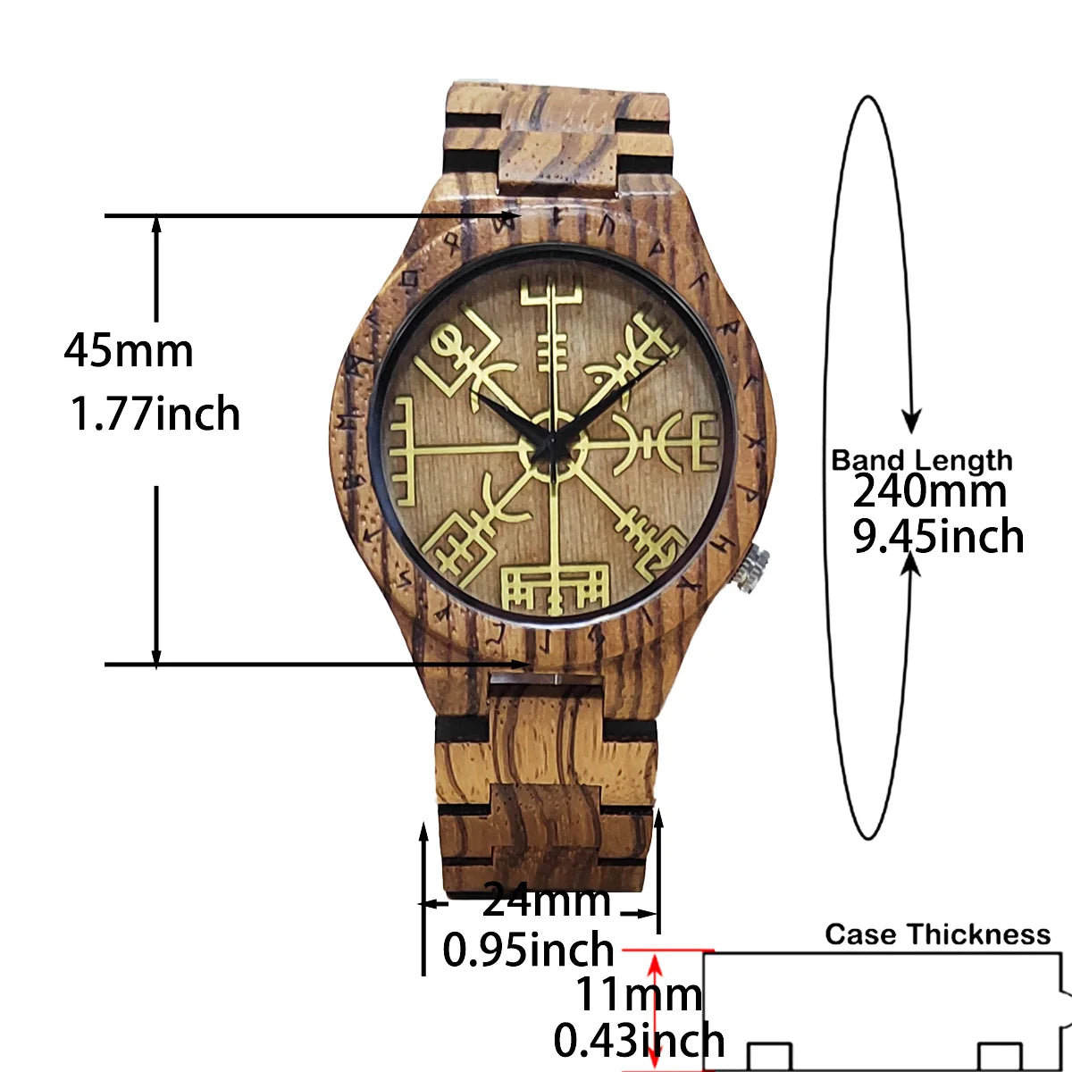 Orologio con elemento simbolo in legno Orologio vichingo personalizzato per l'anniversario