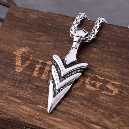 Collier Viking à breloque rétro, lance de guerrier spartiate nordique