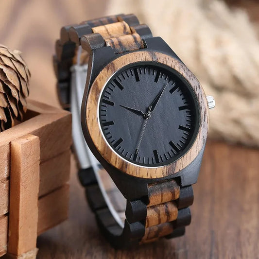 Coole, gravierte, personalisierte Uhr aus Holz, individuelle Holz-Wikingeruhr