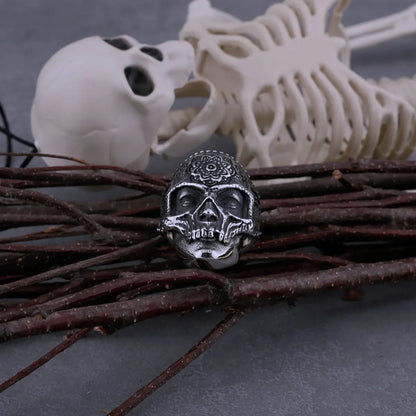 Gotische Retro Mandala Bloem Viking Skull Ring