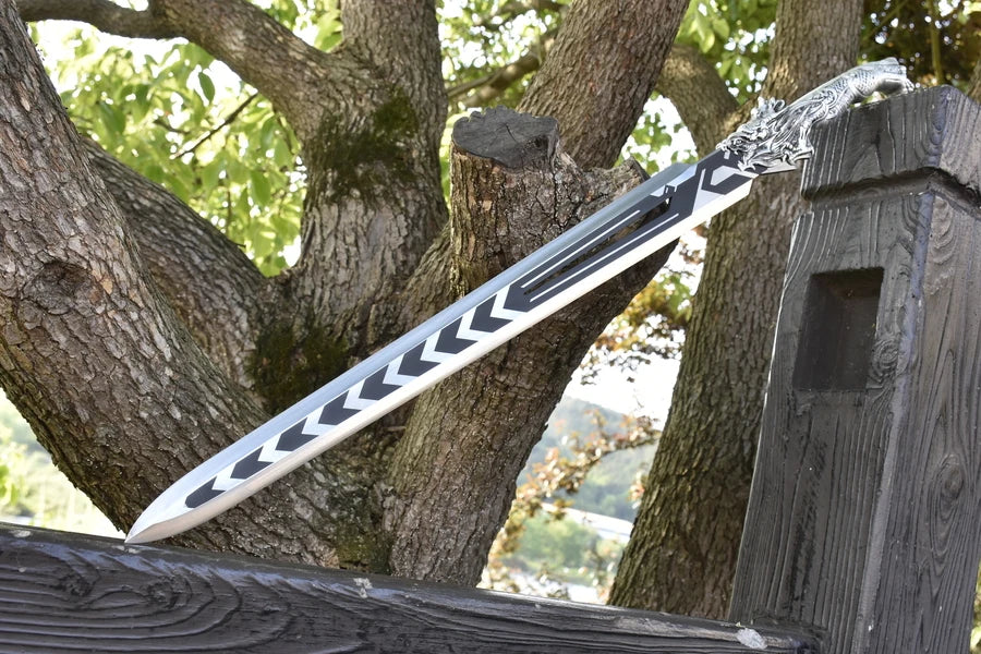 78 cm dragehåndtag i rustfrit stål Battle Warrior Metal Viking Sword