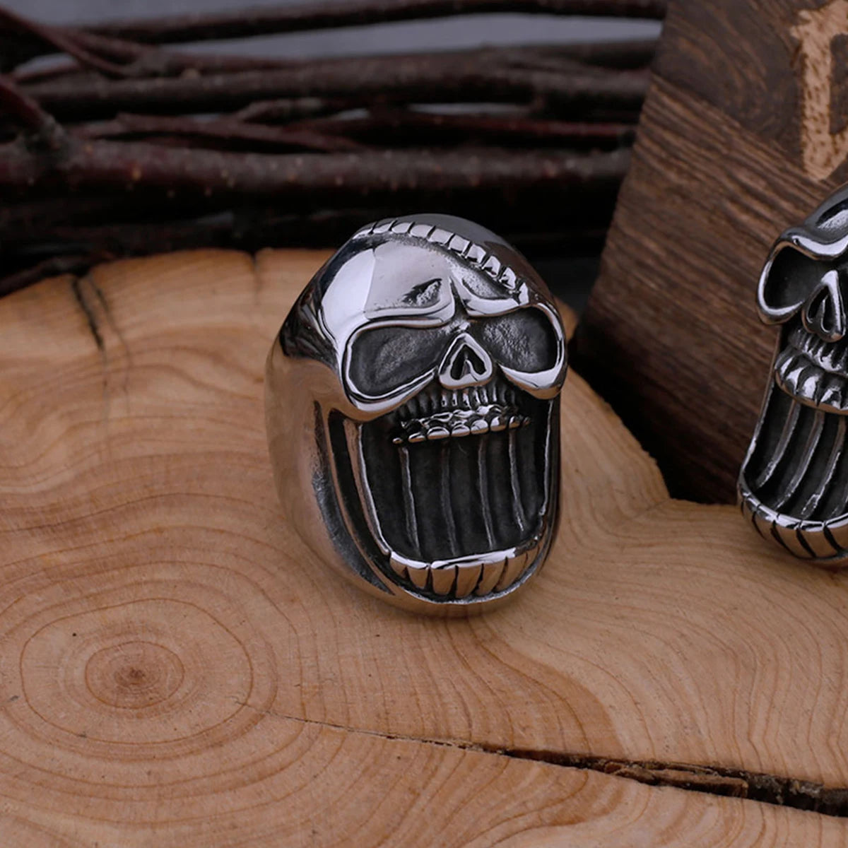 Punk Hip Hop Party Stainless Steel Gothic Skull Ring