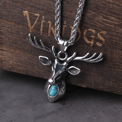 Collier Viking avec pendentif animal à la mode, cerf