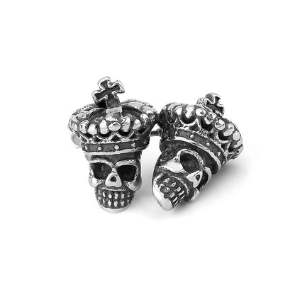 Vintage Cross Pope Skull Stud Viking Eyrnalokkar