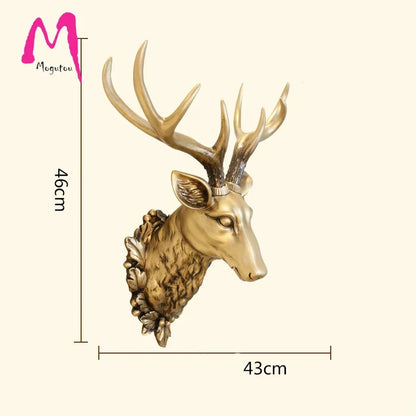 Big Deer Head Patsas 3D Eläin Abstrakti Veistos Viking Wall Decor