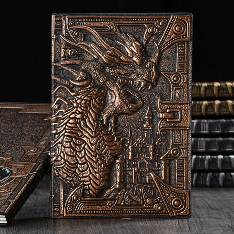 1Pcs Handmade Leather Cover Creative Retro 3D Viking Style A5 Journal Embossed Writing Notebook