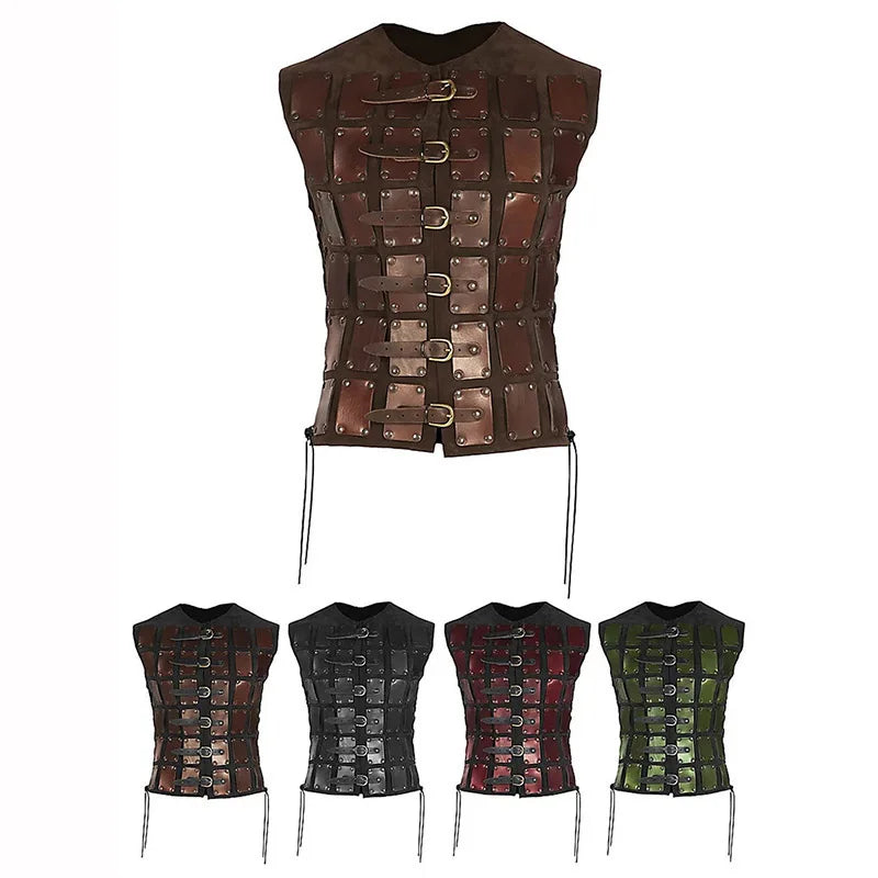 Cuir Pirate Chevalier Guerrier Cosplay Costume Gilet Viking Brigandine