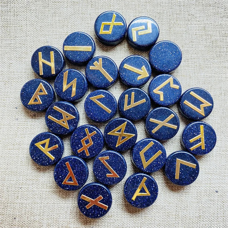 25 st Viking Natural Red Jaspis Runes Amulett Set