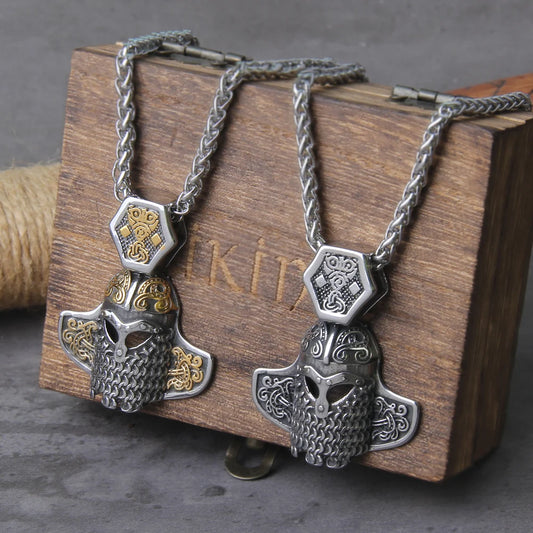 Stainless Steel Warrior Casque Viking Necklace