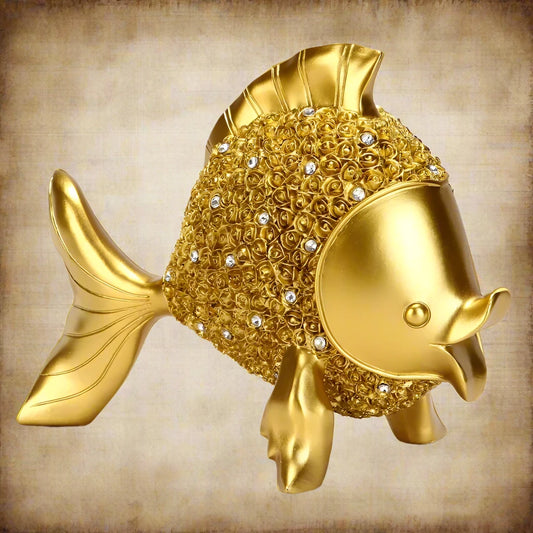 Ágrip Golden Fish Stytta Resin Ornament Animal Craft Viking Home Decor