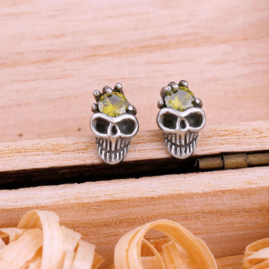 Fashion Zircon Inlay Skull Stud Viking øreringe