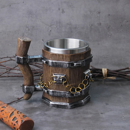 Tasse à bière Viking en bois de style Viking