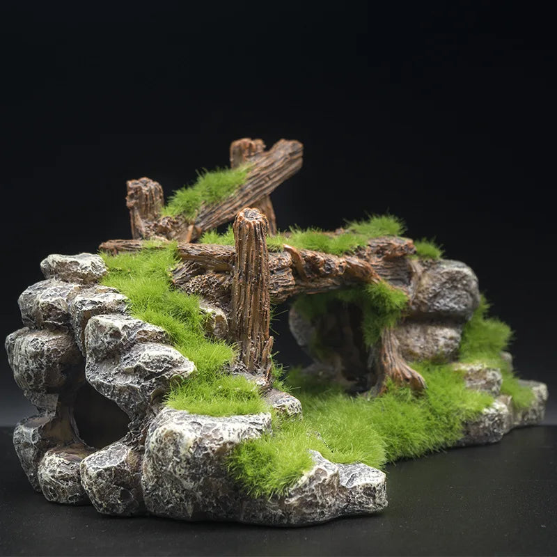 Viking Creative Moss Rockery Shape Fisketank Ornamenter Dekoration