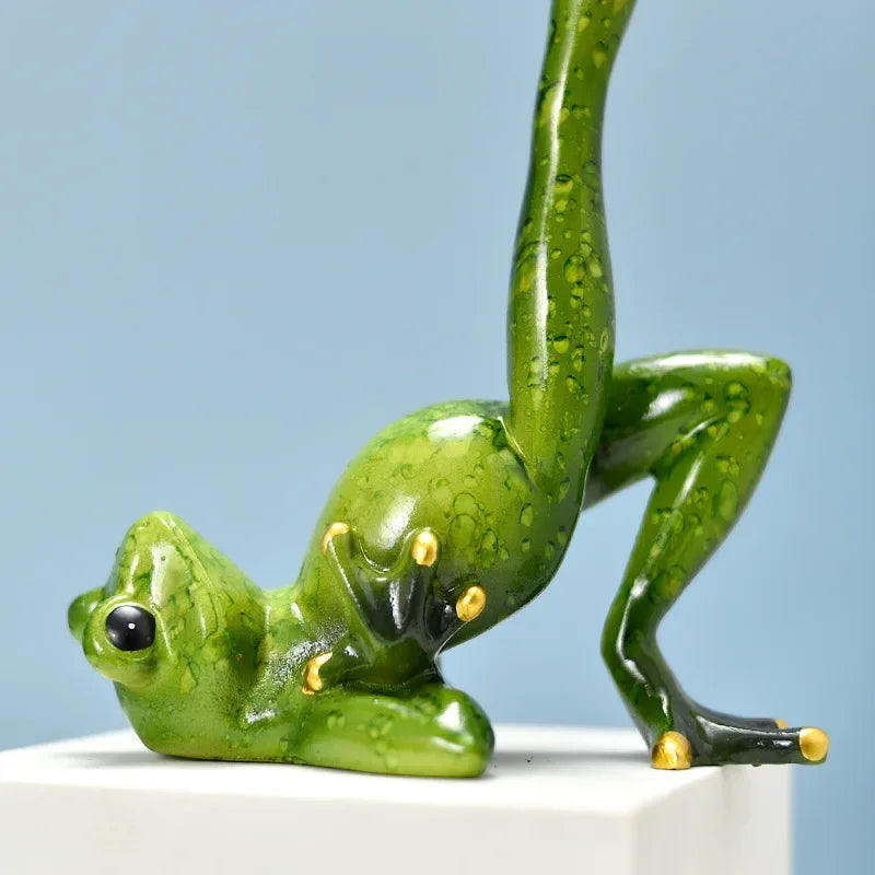 Figurine de grenouille de Yoga en résine, 19cm, ornements d'animaux, artisanat d'art, Sculpture Viking, décoration de maison