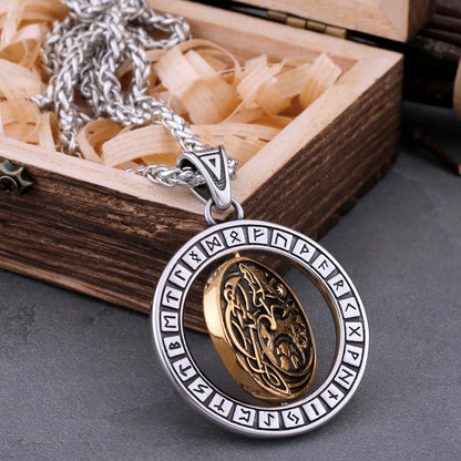 Rotate Vikings Wolf Necklace - TripleViking