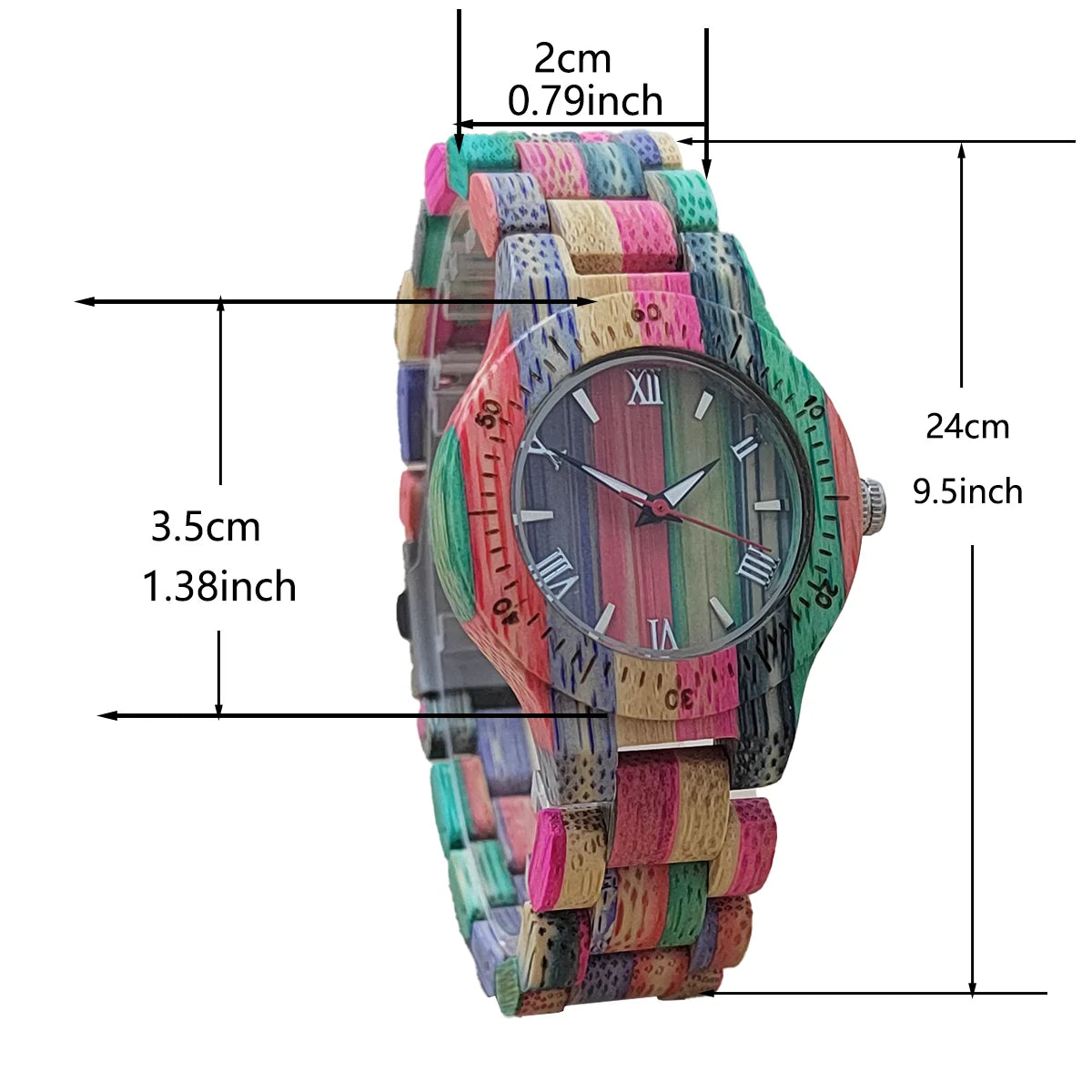 Reloj de mujer elegante y colorido reloj vikingo de madera de bambú