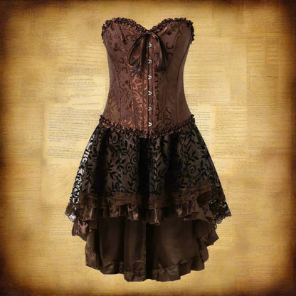 Gúna cóirséid Pirate Steampunk Barr na hEorpa Overbust Corset Le gúna Lochlannach