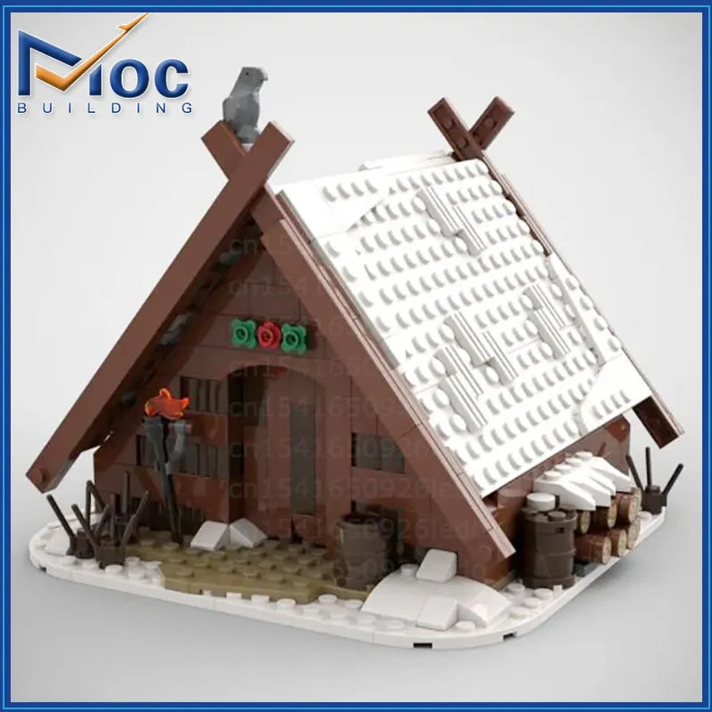 Winter Viking Village The Medieval Times Street Vie DIY Assembled Building Block