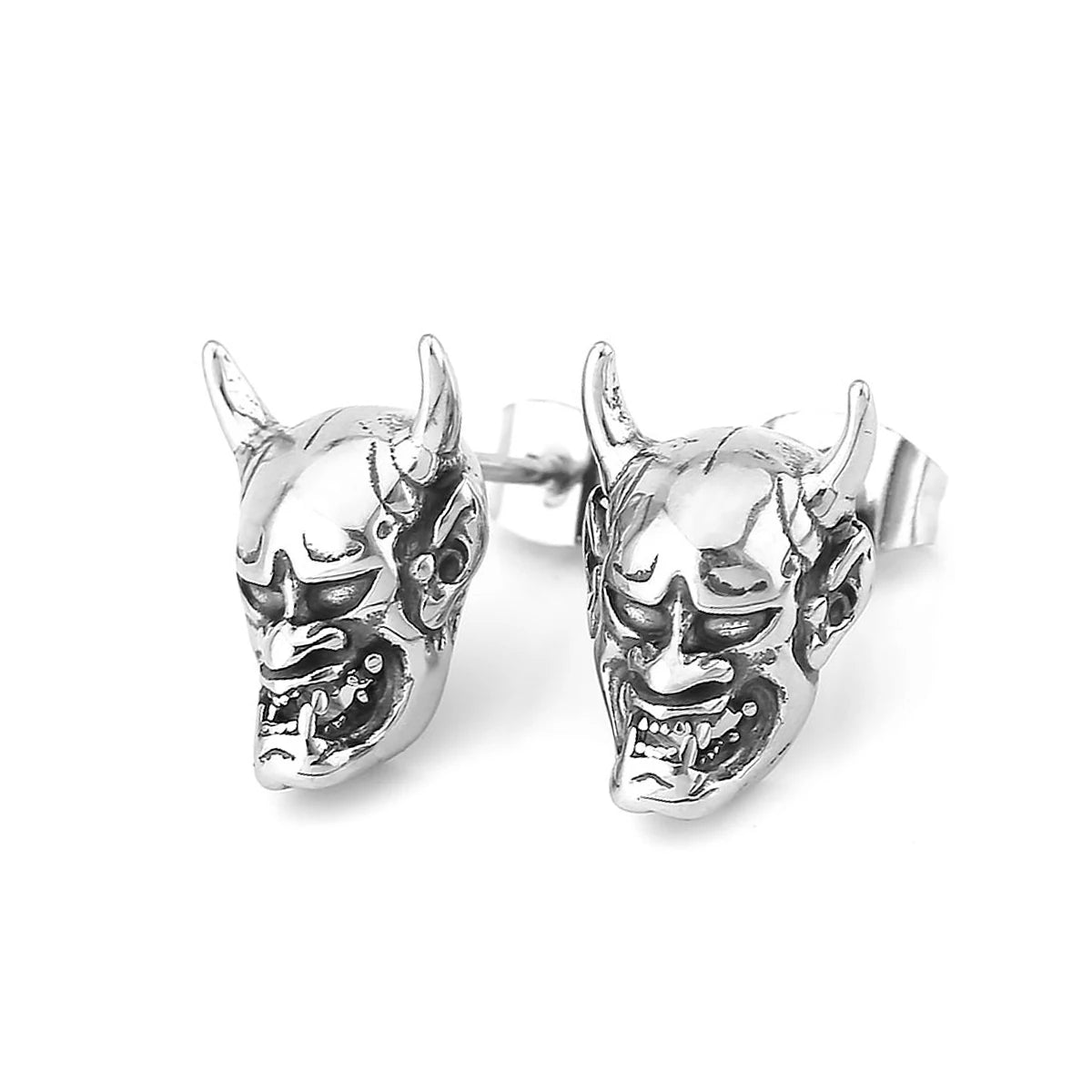 Gothic Ghost Skull Stud Viking Earrings