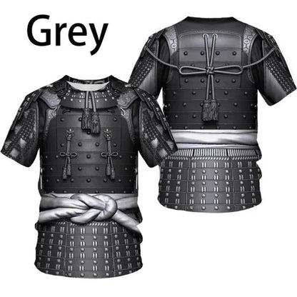 Miesten Retro Samurai Armor 3D-painettu Warrior Viking T-paita