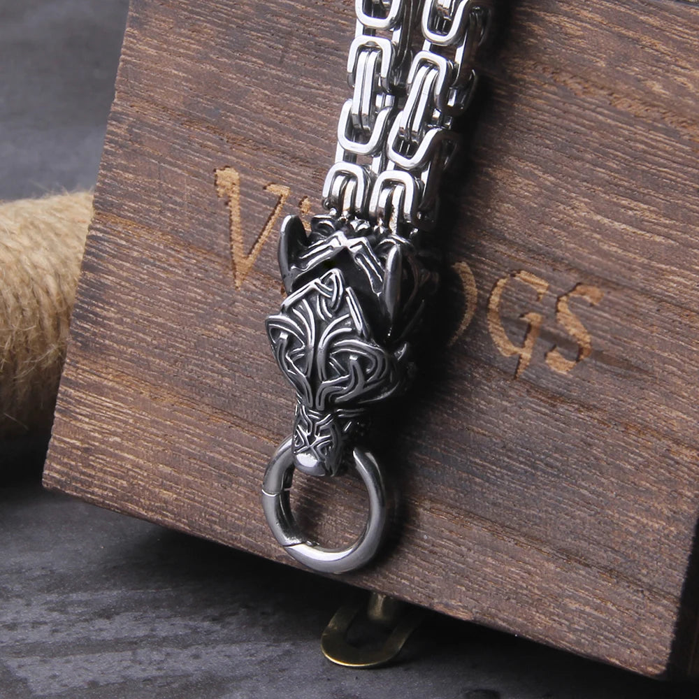 Wolf Viking Mjolnir Necklace