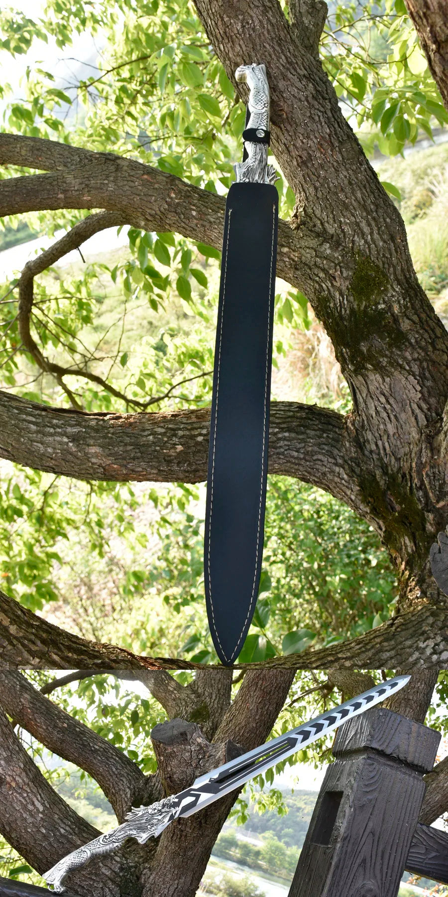 78 cm dragehåndtag i rustfrit stål Battle Warrior Metal Viking Sword