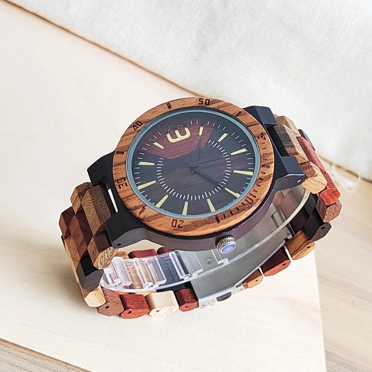 Montre Viking en bois colorée, horloge de luxe, Quartz, bracelet en bois