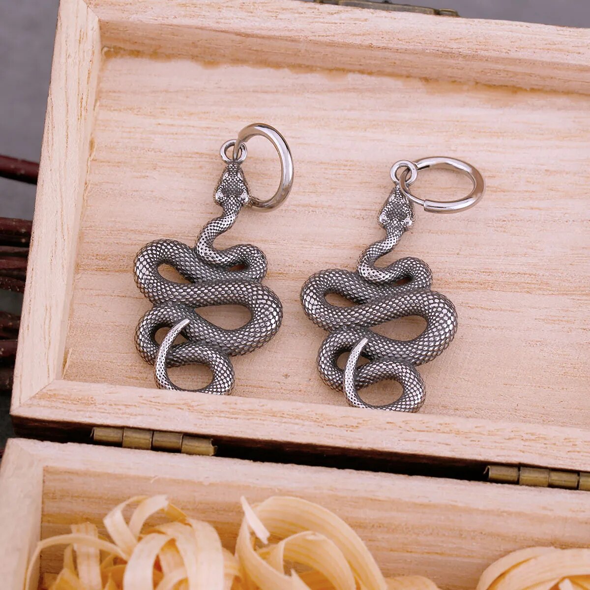 Coiled Snake Drop Earrings - TripleViking