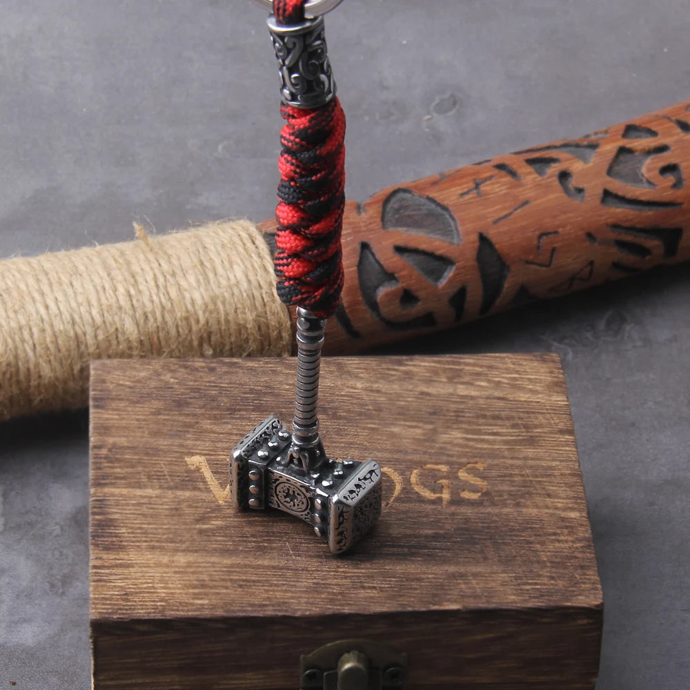 Thor's Hammer Survival Rope Viking Keychain