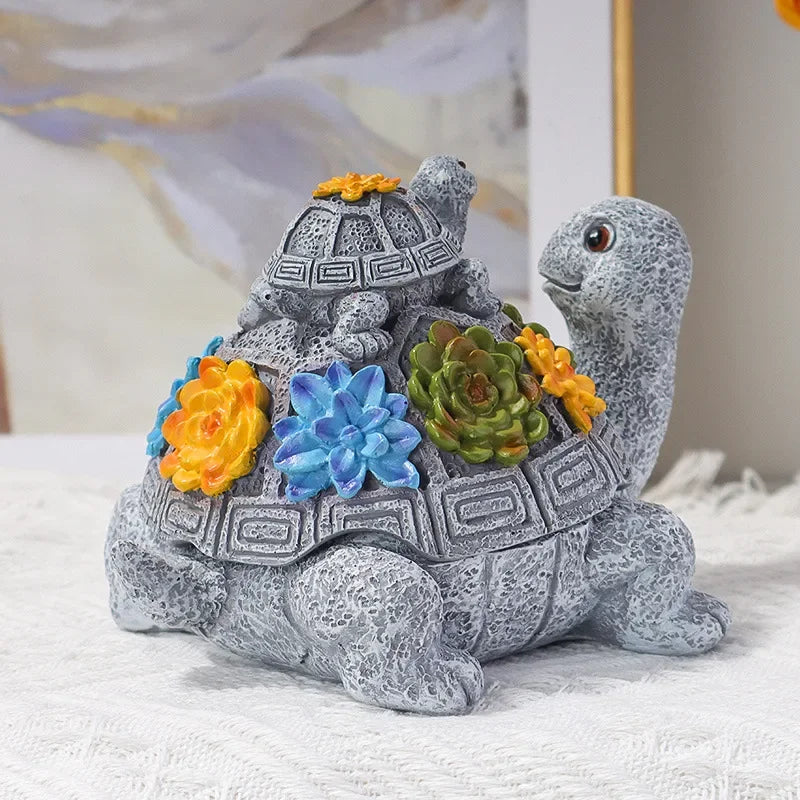 14 cm Farverig Resin Turtle Statue Creative Craft Viking Home Decor