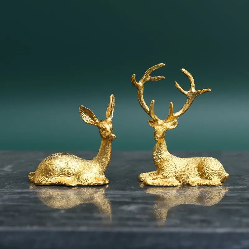 10cm Simplicidade Moderna Sika Deer Metal Artes e Ofícios Escultura Viking Decoração de Casa