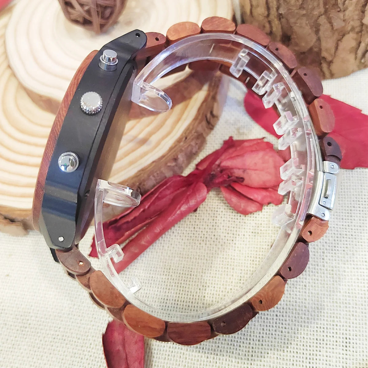 Montre Viking à grand cadran, chronographe en bois, montre-bracelet à la mode