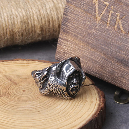 Anillo vikingo de cuervo Odin de mitología nórdica