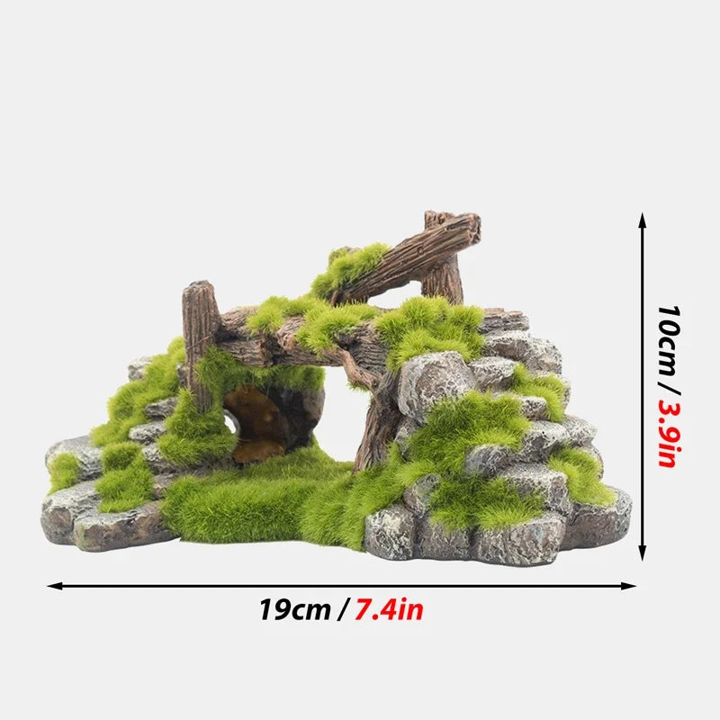 Viking Creative Moss Rockery Shape Fish Tank Ornaments Decoration