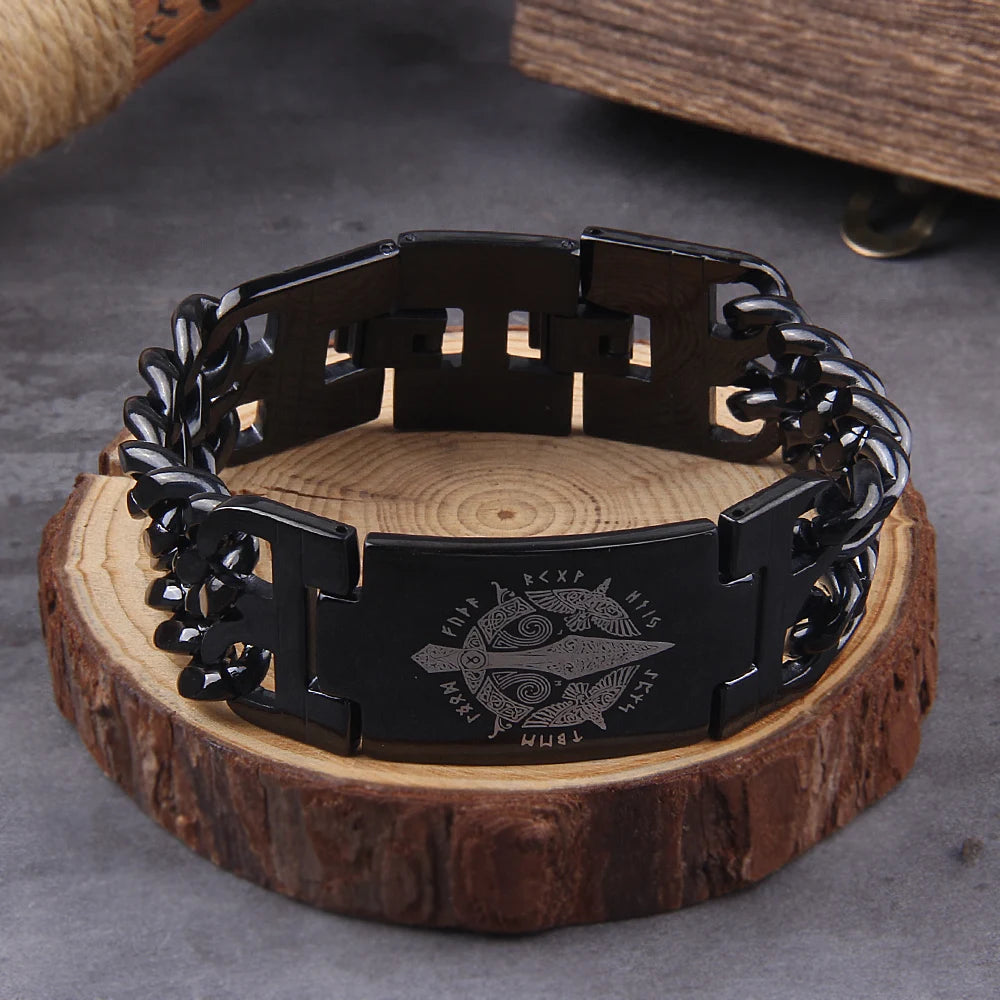 24MM bred 8,26 tums rostfritt stål glänsande Bar ID Viking armband