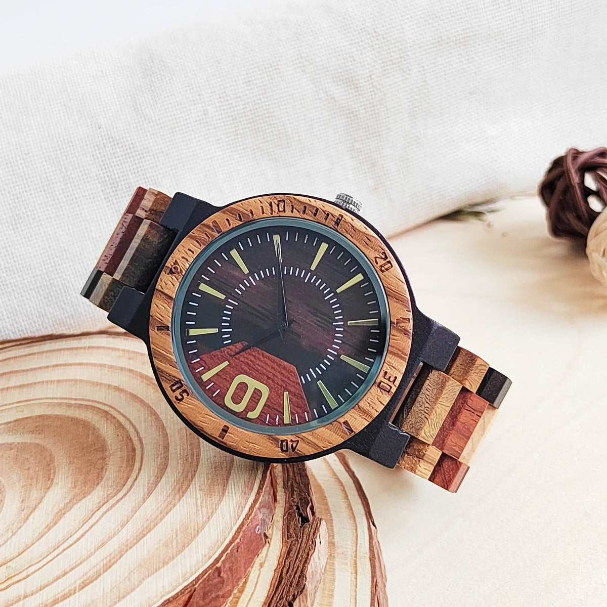 Montre Viking en bois colorée, horloge de luxe, Quartz, bracelet en bois