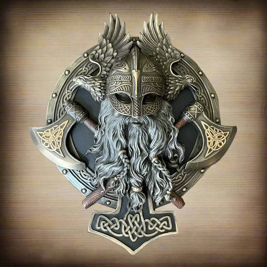 Viking Berserker Double Axe Plaque Resin patsas